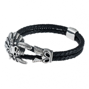 Leer Armband Indian Chief RVS